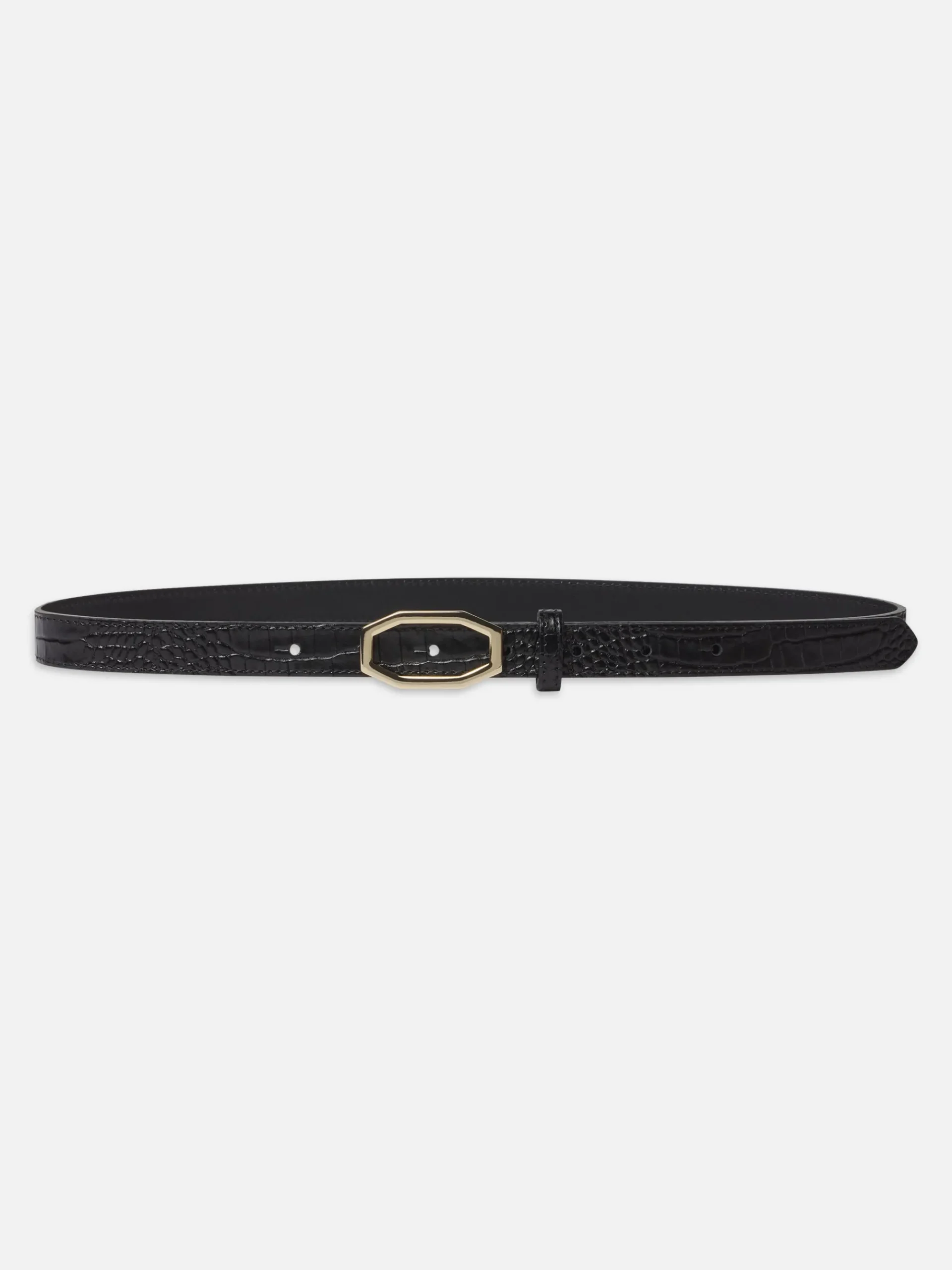 Women FRAME Angular Buckle Belt in Black Croc