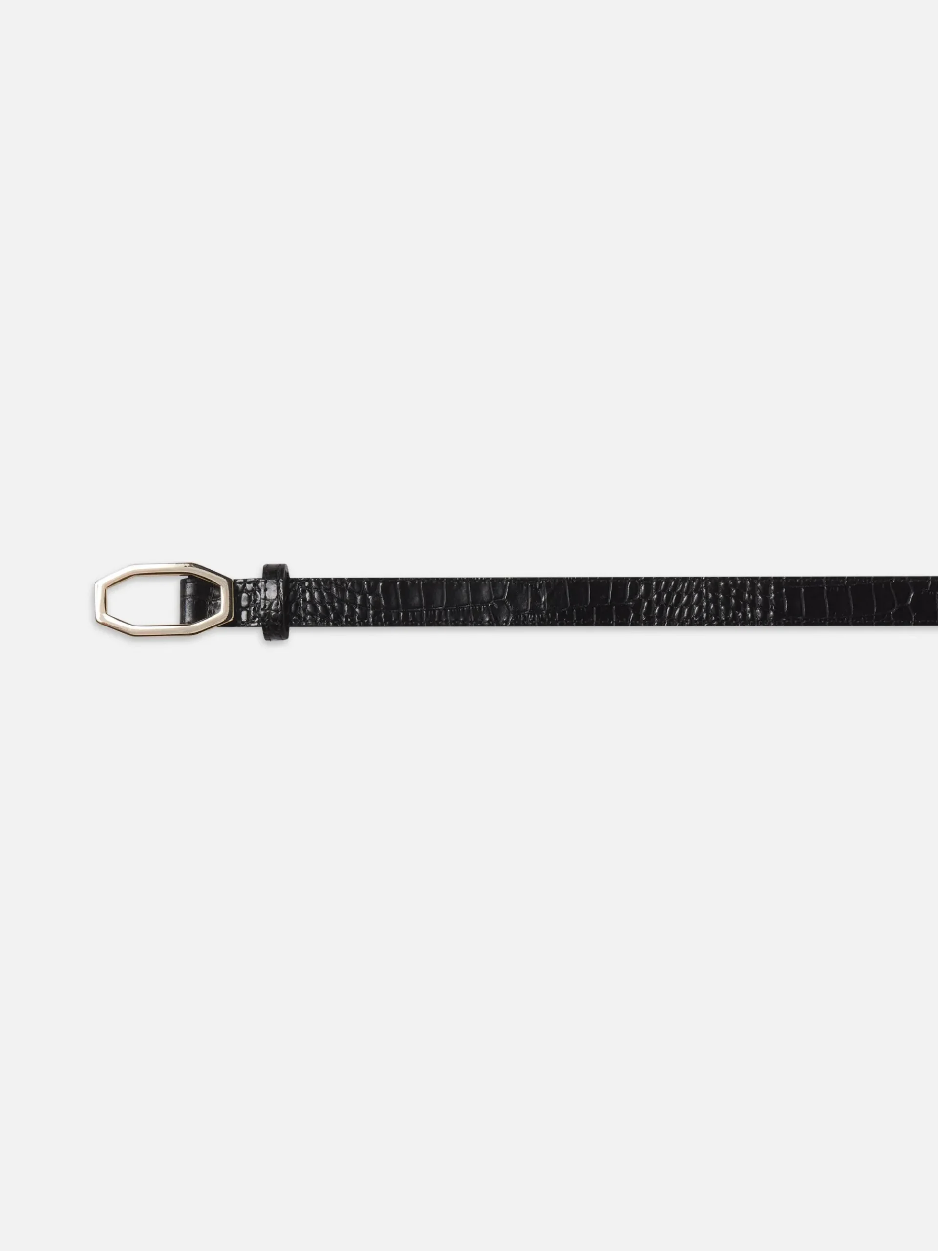 Women FRAME Angular Buckle Belt in Black Croc