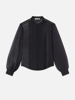 Women FRAME Beaded Collarless Blouse in