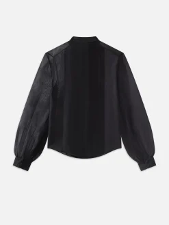 Women FRAME Beaded Collarless Blouse in