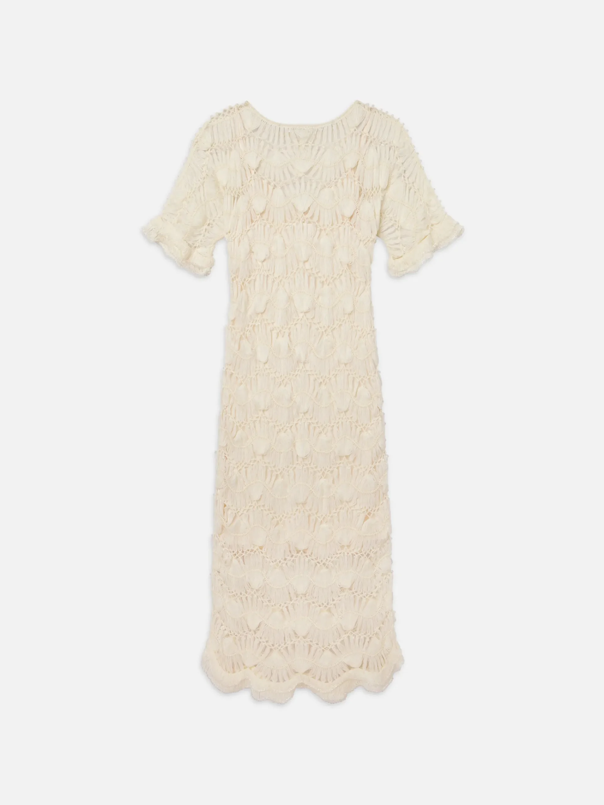 Women FRAME Beaded Crochet Dress in Off White