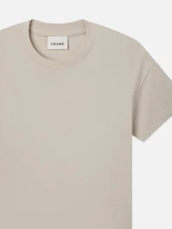 FRAME Boxy Textured Tee in Off White