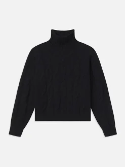 Women FRAME Cable Knit Turtleneck in