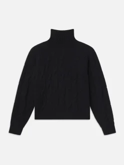 Women FRAME Cable Knit Turtleneck in