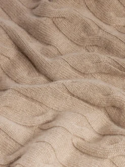 FRAME Cashmere Cable Crewneck in Light Brown