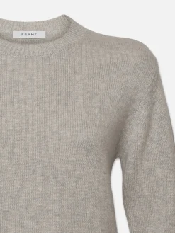Women FRAME Cashmere Clean Crew in Light Heather Grey