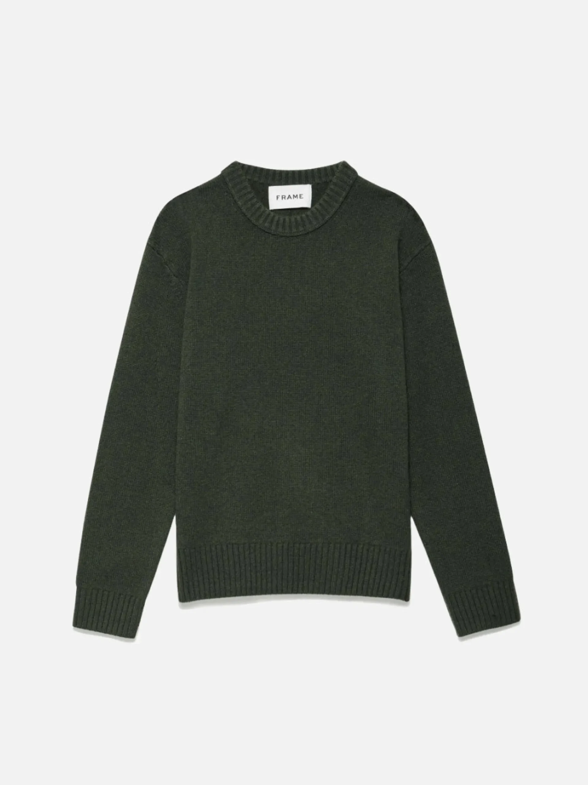 Women FRAME Cashmere Crewneck Sweater in Military Green