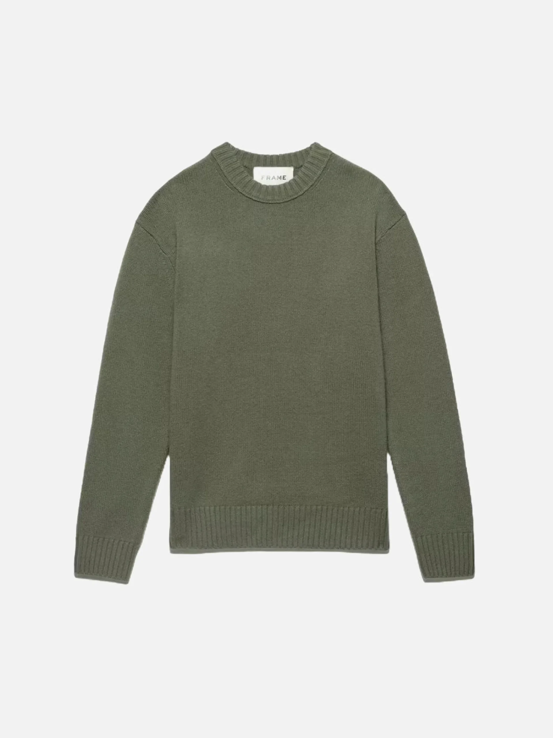Women FRAME Cashmere Crewneck Sweater in Khaki Green