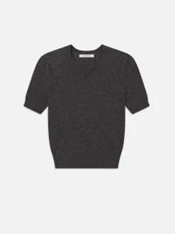 Women FRAME Cashmere Gathered Sweater in Dark Gris Heather