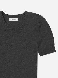 Women FRAME Cashmere Gathered Sweater in Dark Gris Heather