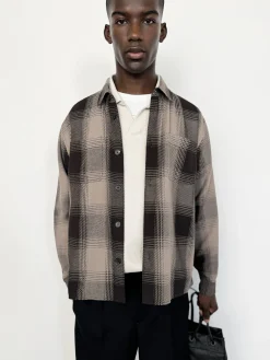 FRAME Chunky Plaid Shirt in Brown Plaid