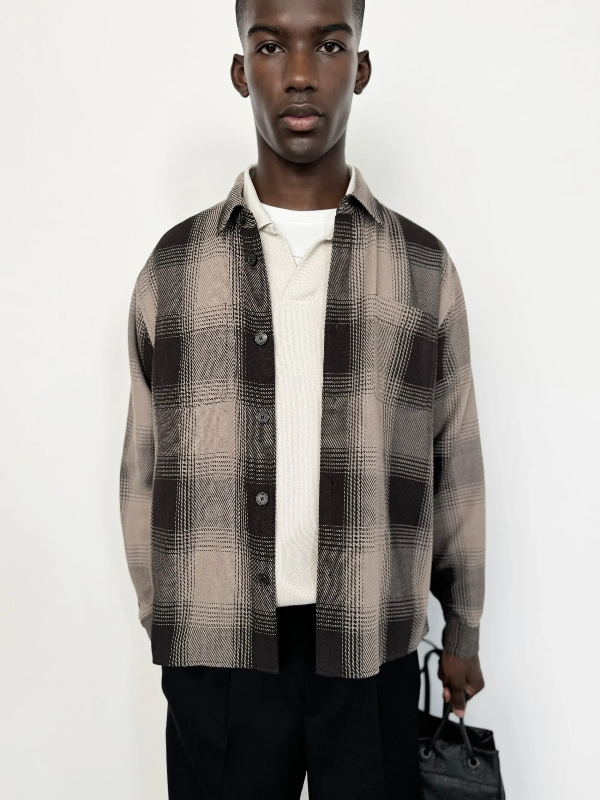 FRAME Chunky Plaid Shirt in Brown Plaid