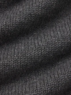 Women FRAME Chunky V-Neck Sweater in Charcoal Heather