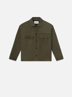 FRAME Clean Suede Jacket in Dark Olive