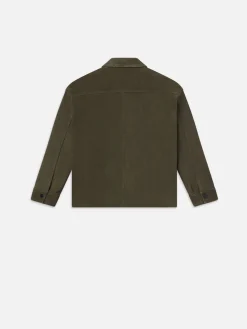 FRAME Clean Suede Jacket in Dark Olive