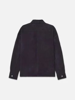 FRAME Clean Suede Zip Shirt in Dark Navy