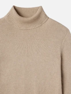 Women FRAME Clean Turtleneck Sweater in Oatmeal Heather