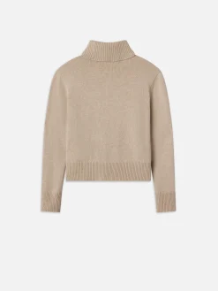 Women FRAME Clean Turtleneck Sweater in Oatmeal Heather