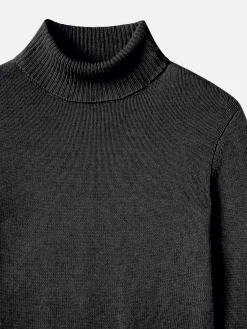 Women FRAME Clean Turtleneck Sweater in Charcoal Heather