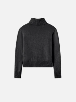 Women FRAME Clean Turtleneck Sweater in Charcoal Heather