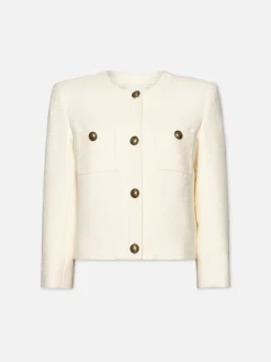 Women FRAME Collarless Button Front Jacket in