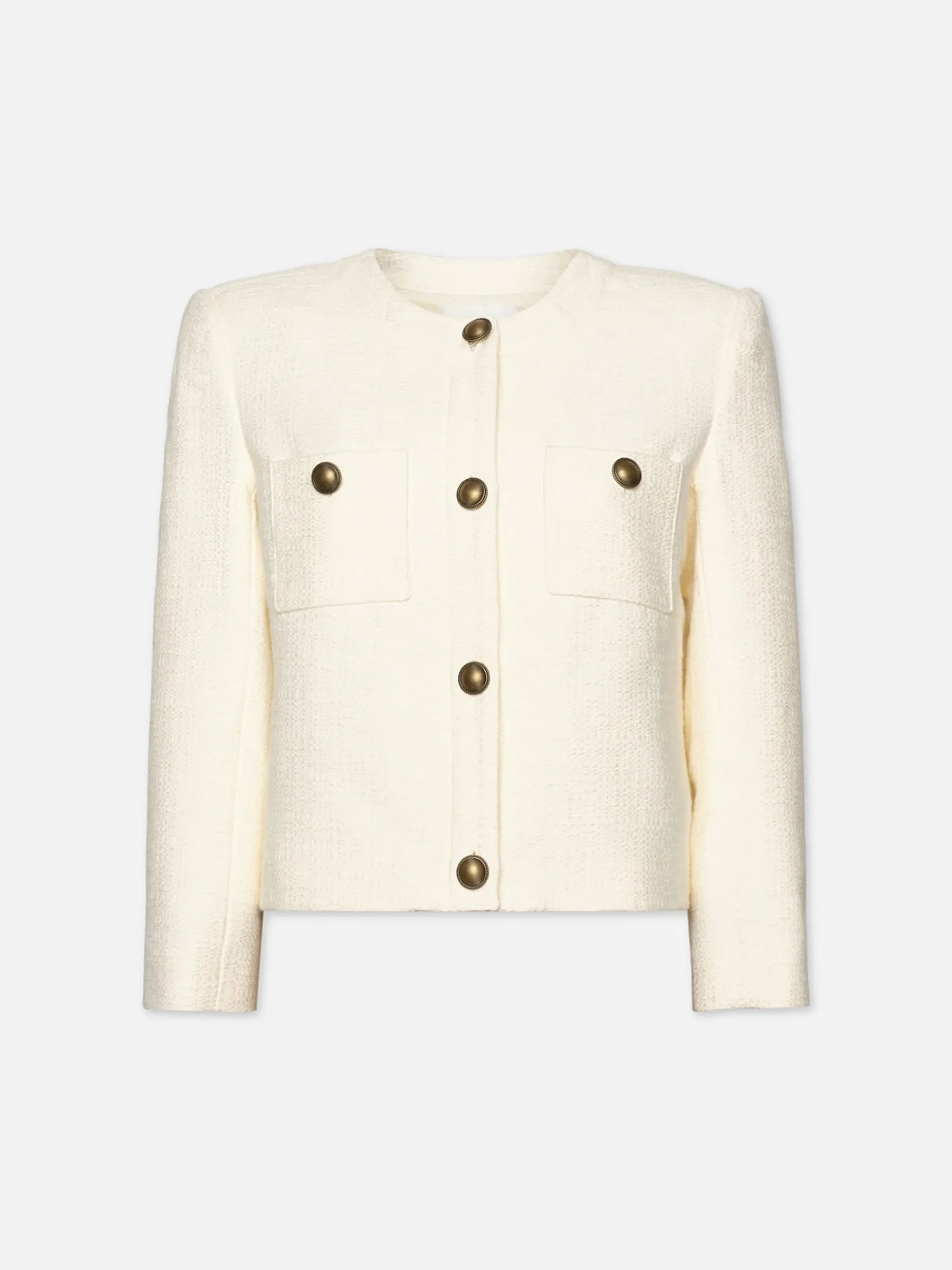 Women FRAME Collarless Button Front Jacket in