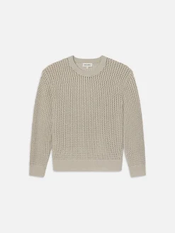 FRAME Cotton Blend Crewneck Sweater in Mineral Grey