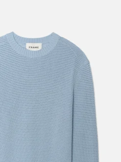 FRAME Cotton Blend Sweater in Light Blue