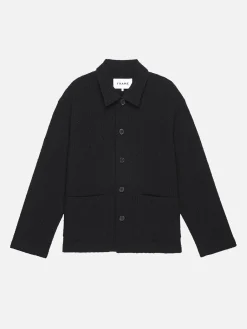 FRAME Crochet Jacket in Ash Black