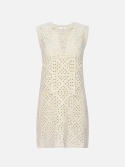 Women FRAME Crochet Tassel Popover Dress in