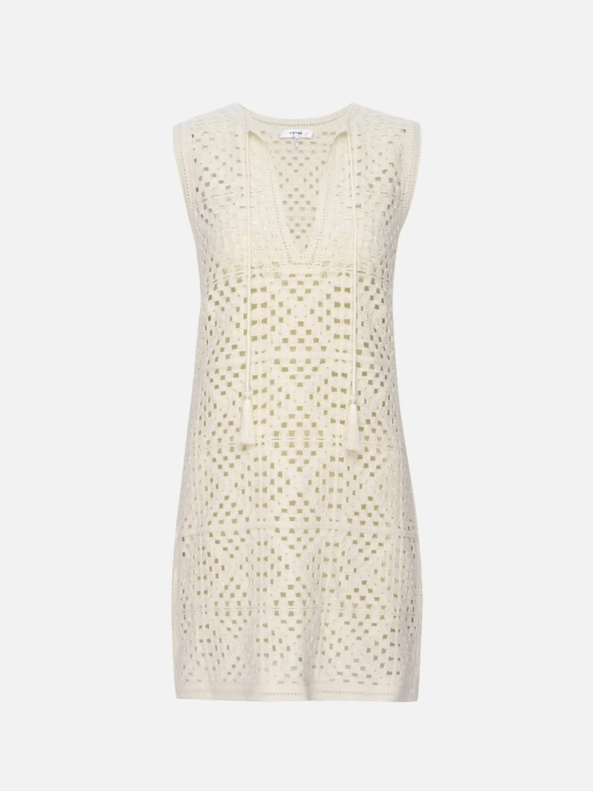 Women FRAME Crochet Tassel Popover Dress in