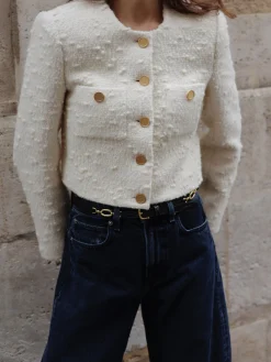 Women FRAME Cropped Button Front Jacket in