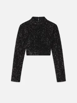 Women FRAME Cropped Sequin Top in