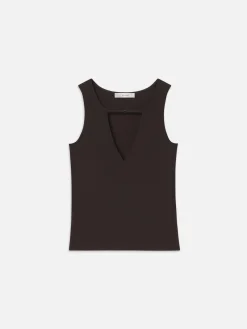 Women FRAME Deep V Tank in Chocolate Brown