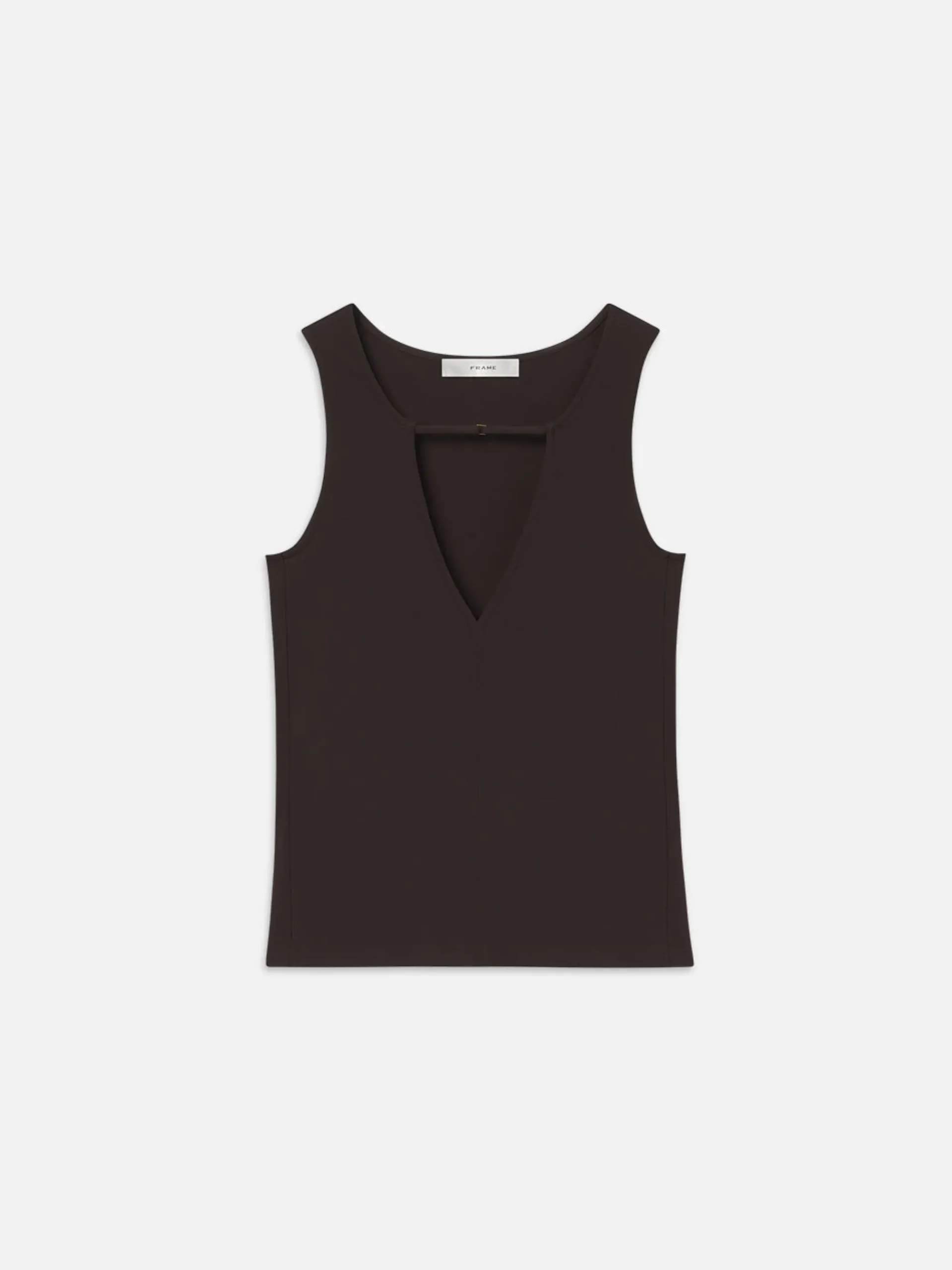 Women FRAME Deep V Tank in Chocolate Brown