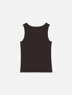 Women FRAME Deep V Tank in Chocolate Brown