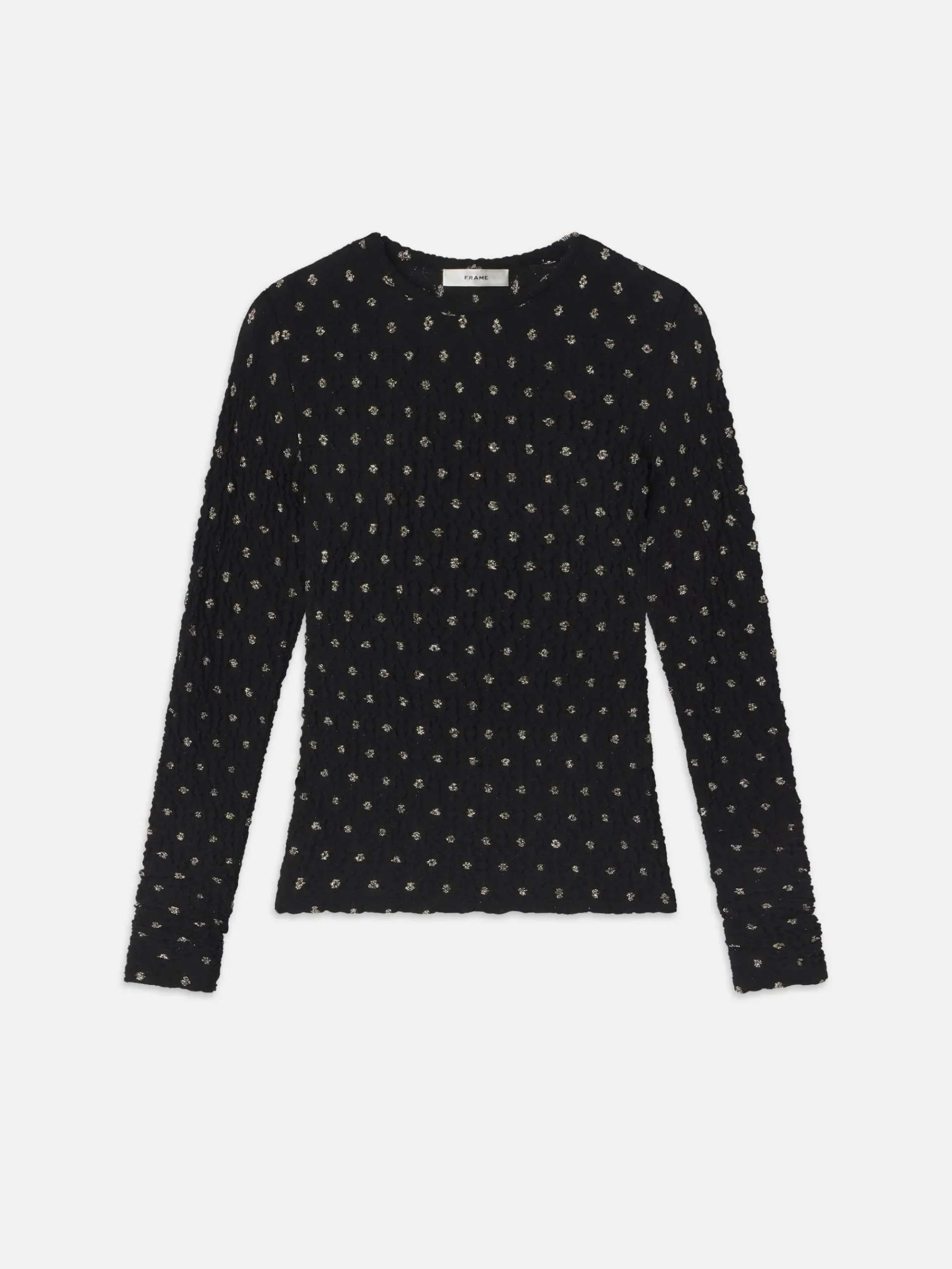 Women FRAME Dotted Stretch Mesh Top in Black Multi