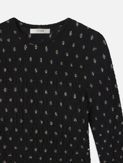 Women FRAME Dotted Stretch Mesh Top in Black Multi