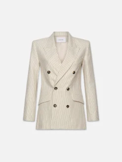 Women FRAME Double Breasted Blazer in Cream Multi