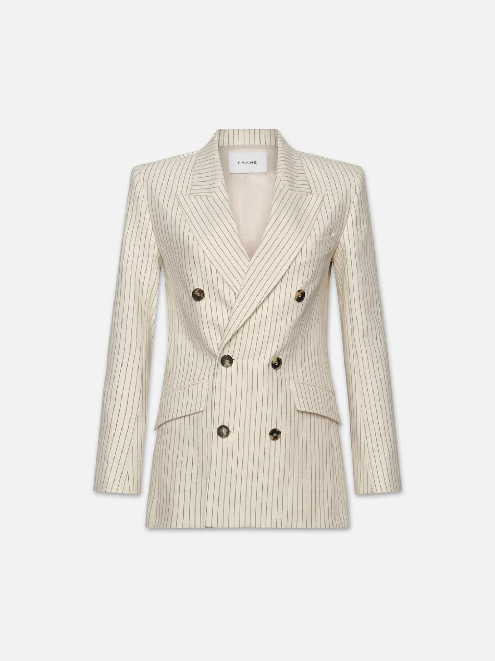 Women FRAME Double Breasted Blazer in Cream Multi