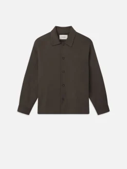 FRAME Double Face Shirt Jacket in Dark Taupe