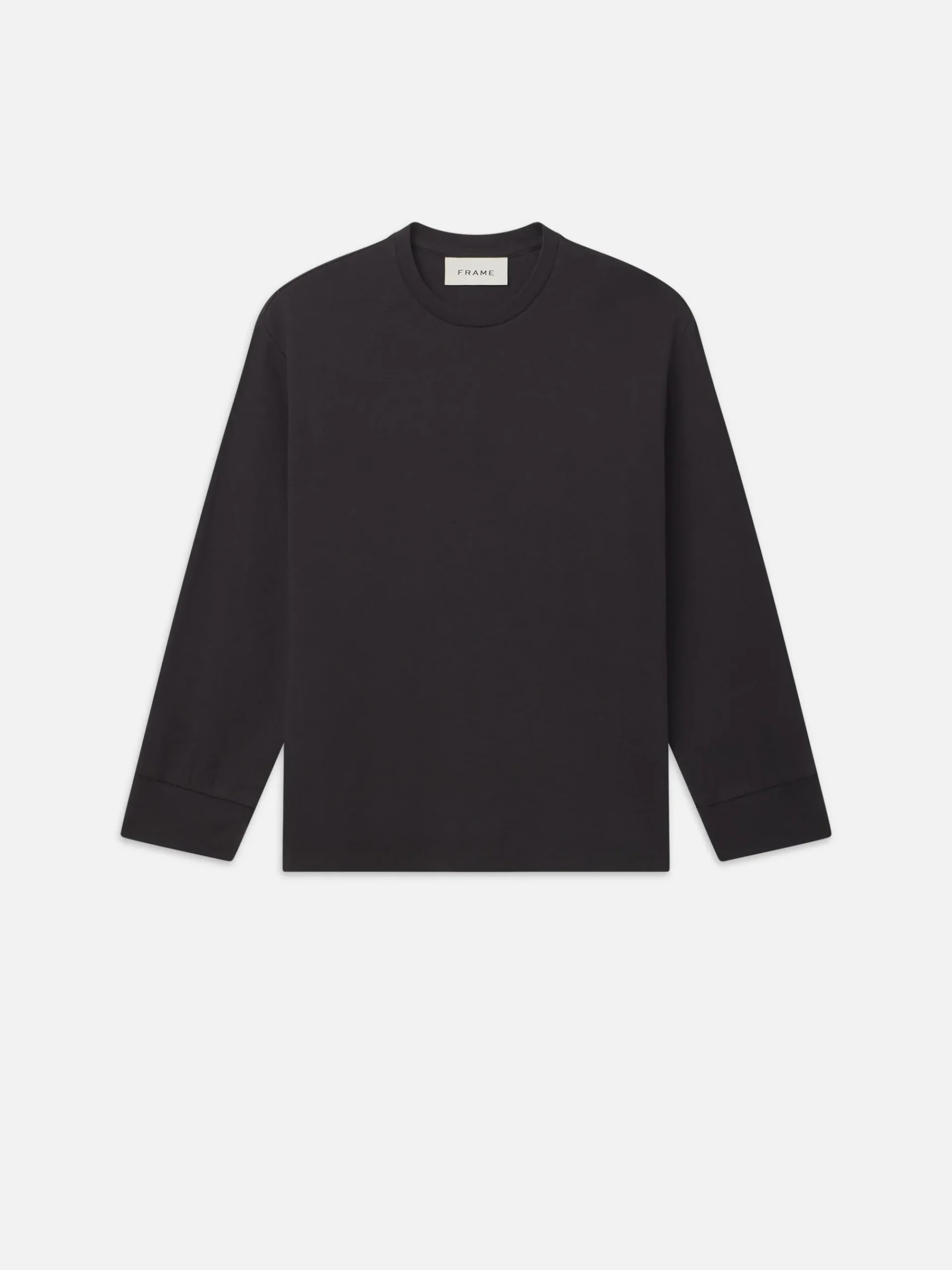 FRAME Duo Fold Long Sleeve Crew in Dark Grey