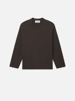 FRAME Duo Fold Long Sleeve Crew in Dark Taupe