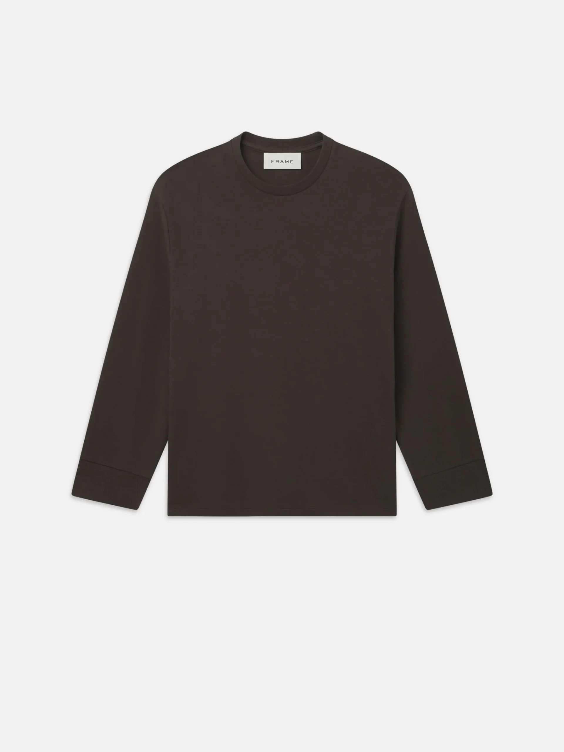 FRAME Duo Fold Long Sleeve Crew in Dark Taupe
