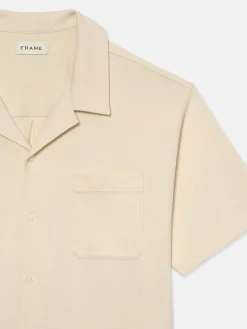 FRAME Duo Fold Relaxed Short Sleeve Shirt in White Sand