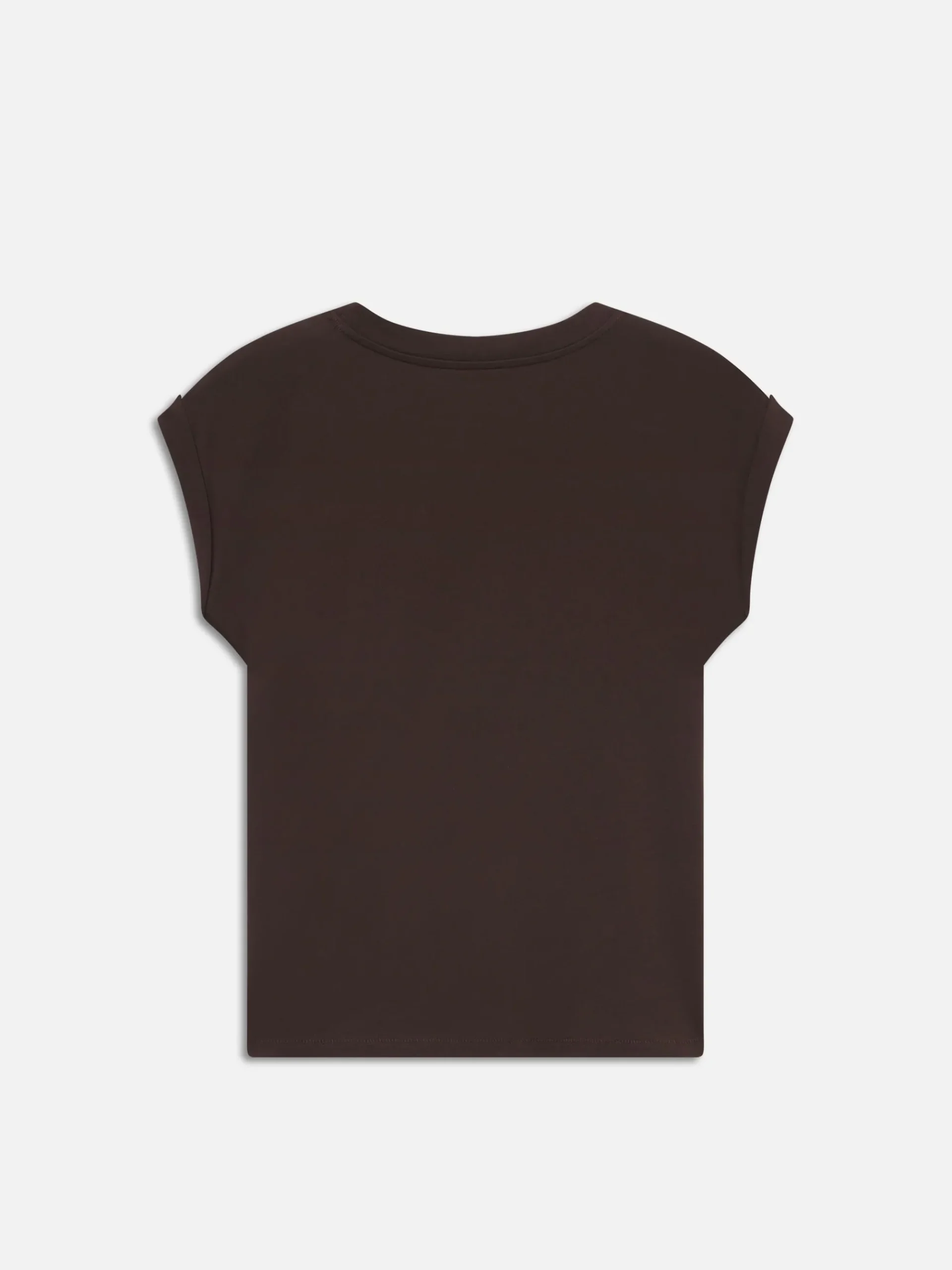 Women FRAME Easy V-Neck Tee in Chocolate Brown