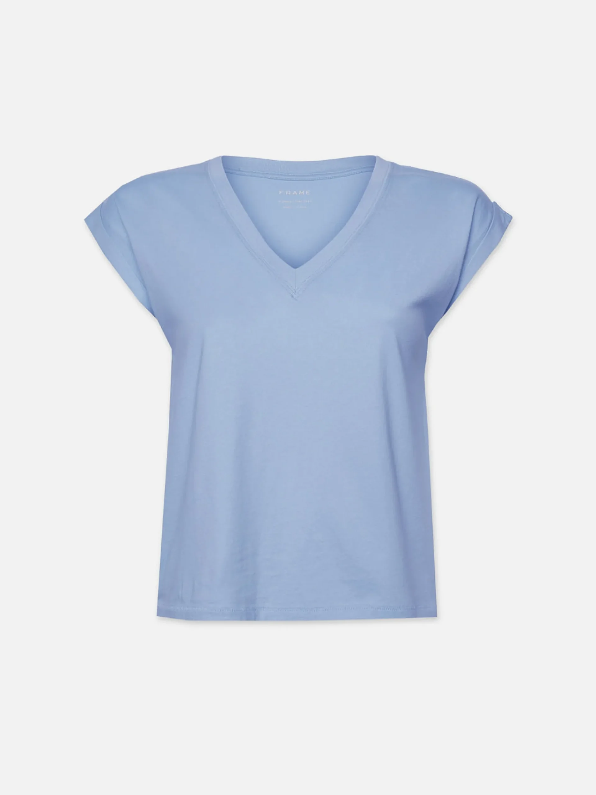 Women FRAME Easy V-Neck Tee in Light Blue