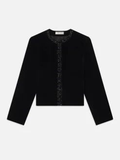 Women FRAME Embellished Velvet Jacket in