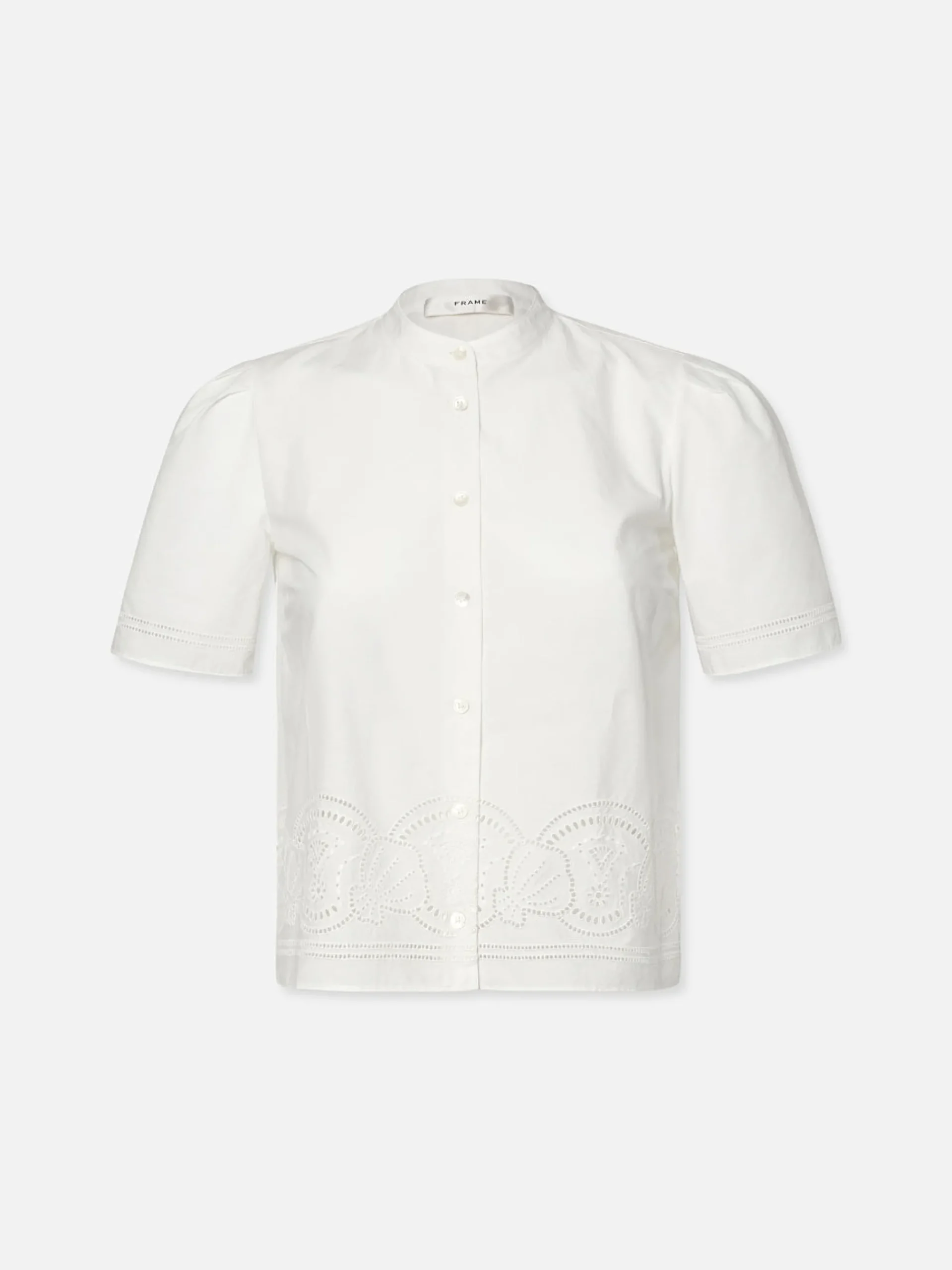 Women FRAME Embroidered Short Sleeve Shirt in