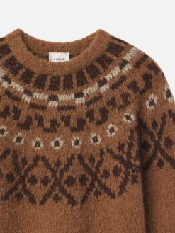 Women FRAME Fair Isle Sweater in Camel Multi